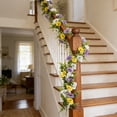 thumbnail image 7 of Artificial Eucalyptus Garland with Pansy Flowers | Spring Outdoor Decor for Porch, Patio & Garden | Faux Greenery Wreath for Door, Wall, Wedding Arch & Home Decoration, 7 of 7