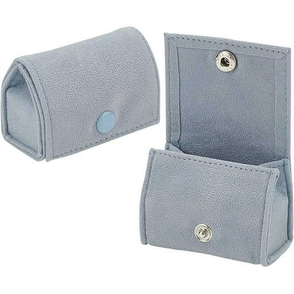Velvet Packing Button Bags Jewelry Pouches for Earrings Bracelets Pendant Slate Blue 3.2x5.9x4cm