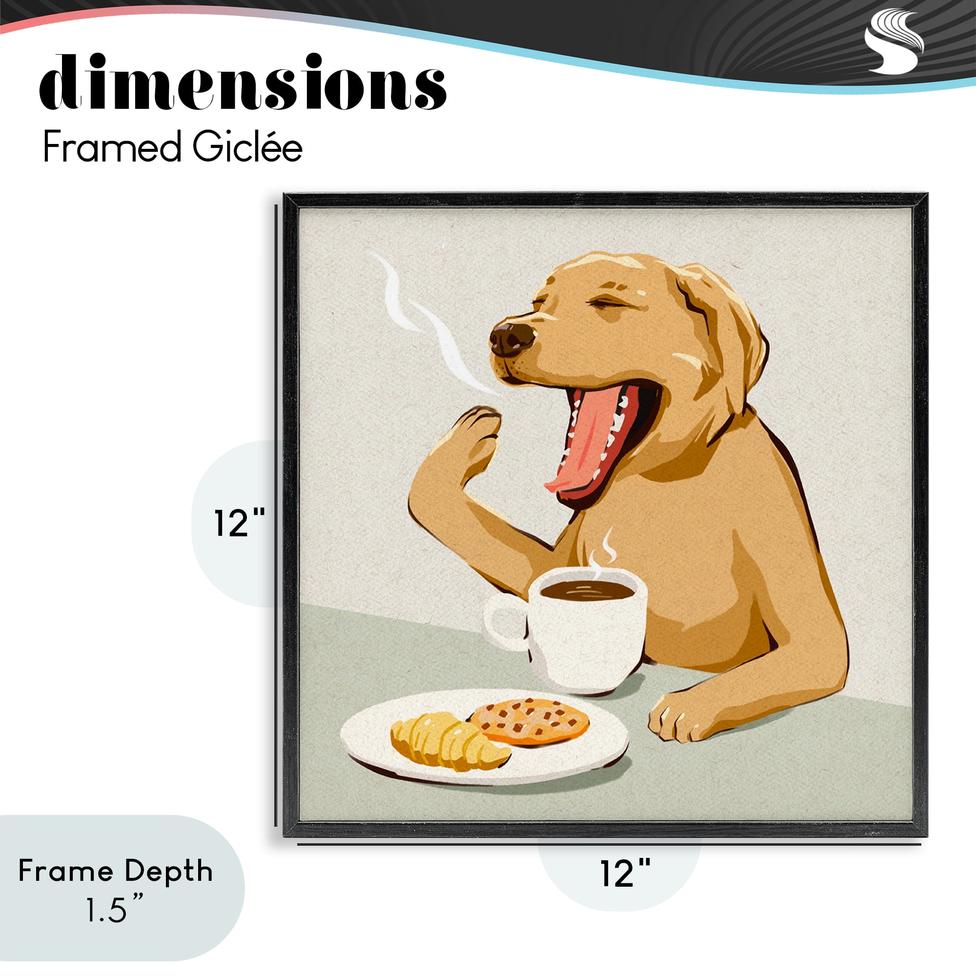 Stupell Industries Yawning Dog Morning Coffee Black Framed Giclee Art, design by Ziwei Li