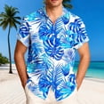 thumbnail image 2 of DJDLJWCJ Mens Button Up Shirts, polo T Shirts Floral Print Hawaiian Shirts for Men Summer Beach Shirts Blue S, 2 of 6