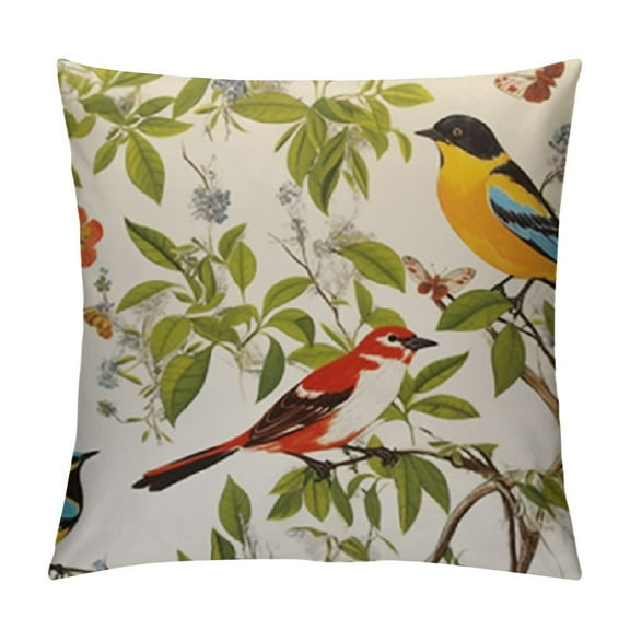 ARISTURING Pillowcases Standard Size Garden Leaves Birds Printed Pillow Cases Soft Breathable Pillowcase Decorative Pillow Cover