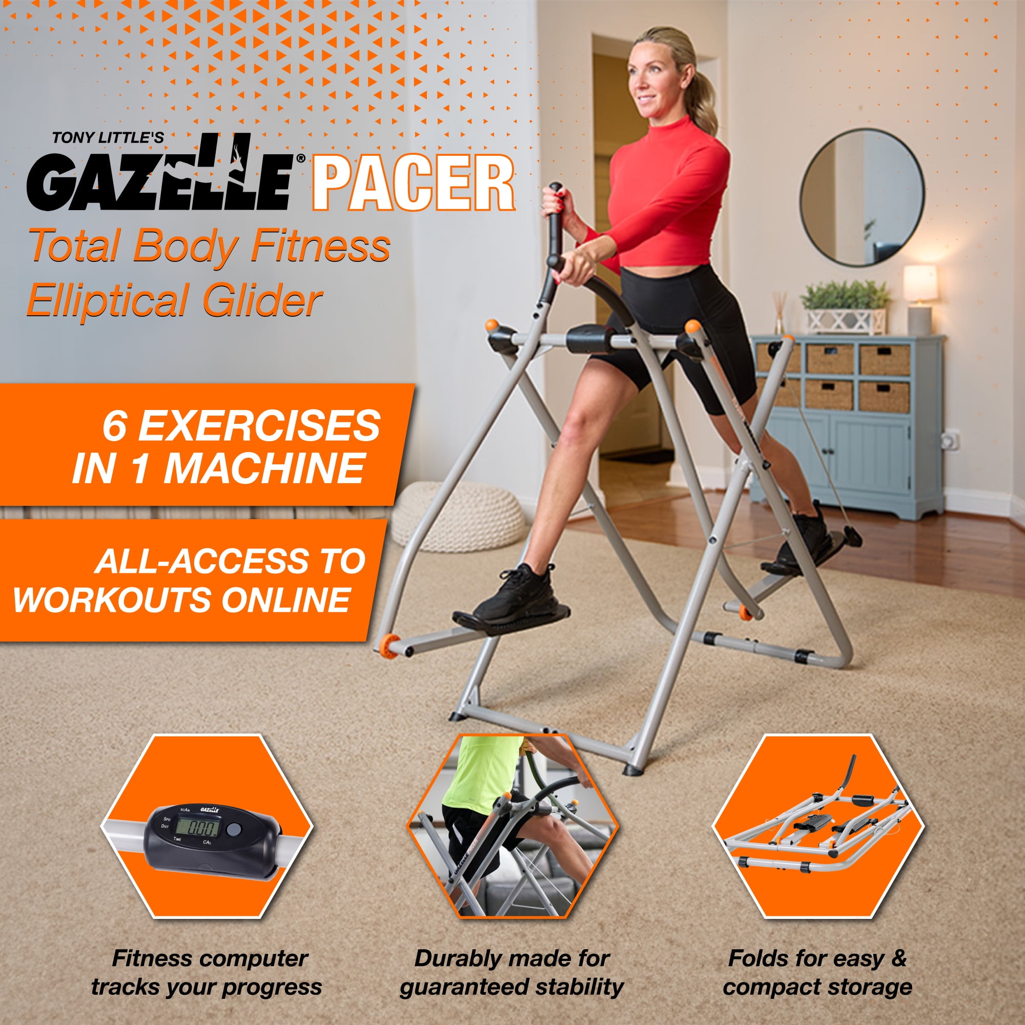 Gazelle Tony Little Pacer Total Body Home Exercise Elliptical Glider