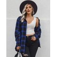 thumbnail image 4 of Zeagoo Womens Plus Size Flannel Plaid Shirt Roll Up Long Sleeve Mid-Long Button Down Shirts Casual Boyfriend Tops, 4 of 6