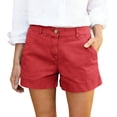 thumbnail image 2 of Only Moment Versatile Casual Shorts Wash cotton High Waisted Wide Leg Knitted Wide Leg Soft Pajama Shorts Women Vacation Outfits Red,L, 2 of 7