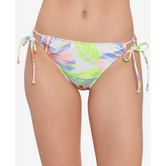 Salt   Cove Junior's Hibiscus Garden Side Tie Bikini Bottoms Swimsuit White Size Medium