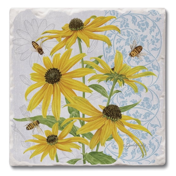CounterArt Black Eyed Susans Single Tumbled Tile Coaster Create Your Own Set