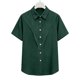 thumbnail image 5 of Camisas de Manga Larga para las Mujeres Suelto Ajuste Solapa Botón de Manga Corta Imitación Túnica de Lino, Camisas de Manga Larga para las Mujeres Bajo Scrubs Blusa Casual, 5 of 7