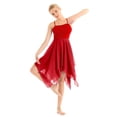 thumbnail image 3 of Manyakai Womens Spaghetti Straps Flowy Chiffon Lyrical Dance Dress Modern Contemporary Dancewear Red L, 3 of 7