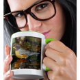 thumbnail image 2 of American Robin Bathing, Tower Grove Park, St. Louis Mo, 11oz Two-Tone Green Mug, 2 of 7