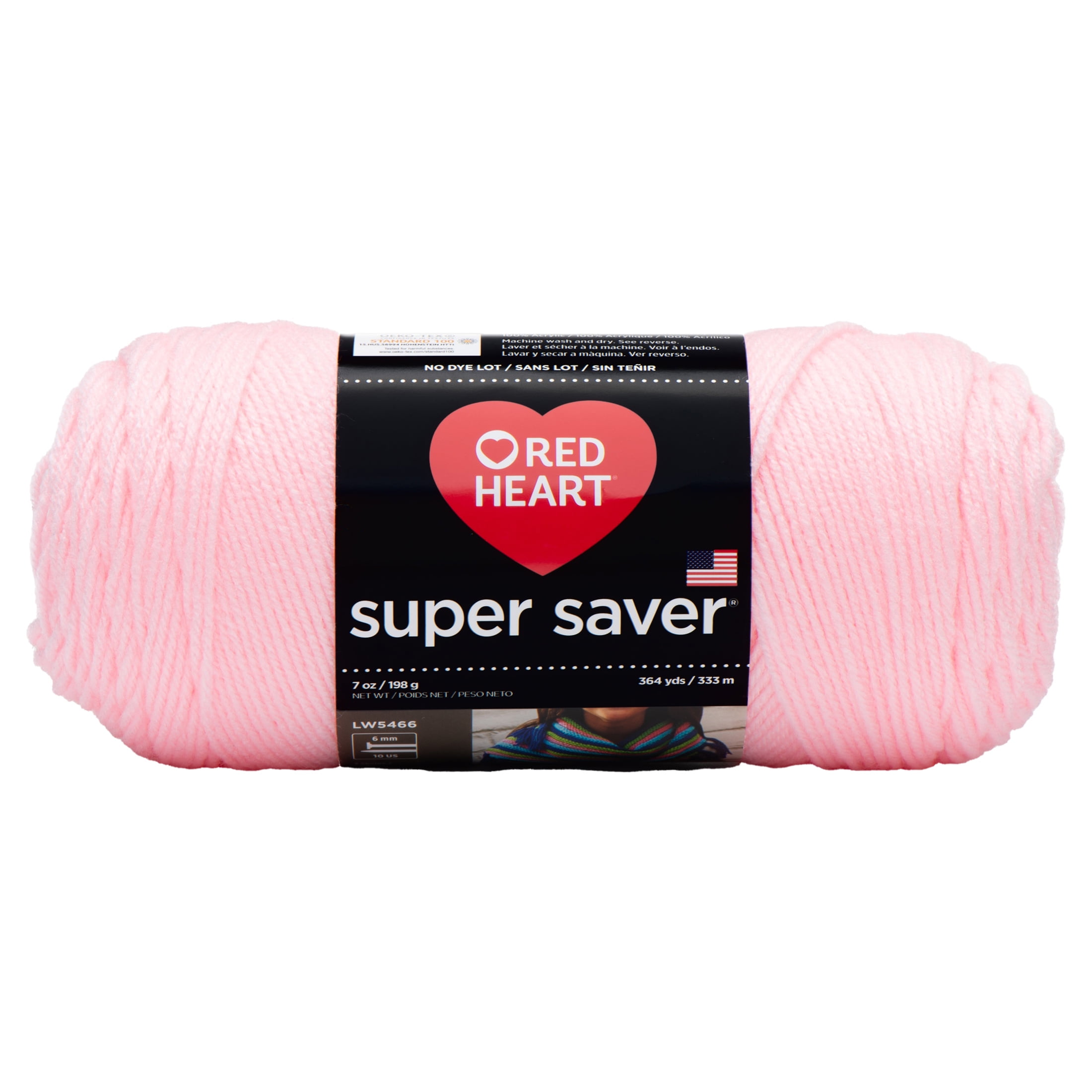 Red Heart Super Saver Baby Pink Yarn - 3 Pack of 198g/7oz - Acrylic - 4 Medium (Worsted) - 364 Yards - Knitting/Crochet