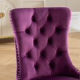 thumbnail image 4 of Set of 2 Velvet Dining Chairs, Tufted Back w/ Chrome Legs & Nailhead Trim, 4 of 10