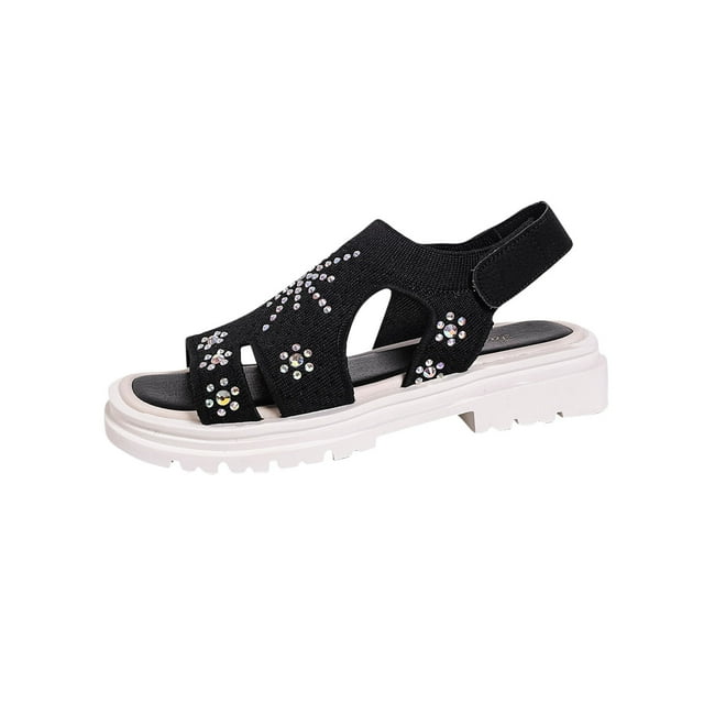 VEKDONE Sandales Boho pour Femmes Mode Décontractée Tête Ronde Sandales Confortables Chaussures de Plage Décontractées