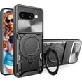 thumbnail image 1 of KOMI for Google Pixel 9a 6.3" Armor Case with Magnetic Ring Kickstand, Rugged Military Grade Shockproof Case with Slide Camera Lens Cover for Google Pixel 9a Black, 1 of 5