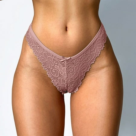 

Aayomet Women S Panties Panties Sexy Lace Lace For Through Thong Women Waist Cotton Low Hollow Out Women s Panties Pink L