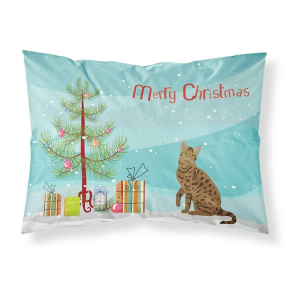 Ocicat 2 Cat Merry Christmas Fabric Standard Pillowcase