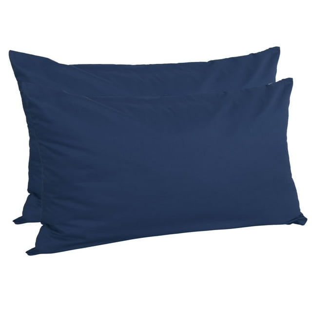 Zippered Pillow Cases Pillowcases Covers Egyptian Cotton 2-Pack (20 x 36 Inch, Navy Blue)
