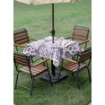 thumbnail image 3 of Square Outdoor Tablecloth with Umbrella Hole and Zipper 54x54 Inch, Purple Coastal Coral Waterproof Patio Table Cloth, Summer Nautical Sea Beach Ocean Washable Picnic Table Cover for Camping Dining, 3 of 7