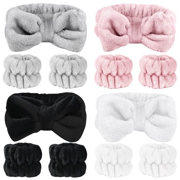 SLNZAPTY Juego de 12 diademas para lavado de cara para mujeres y niñas, de microfibra suave, envolturas para el cabello facial, spa, maquillaje, cuidado de la piel, diademas de baño, muñequeras para l