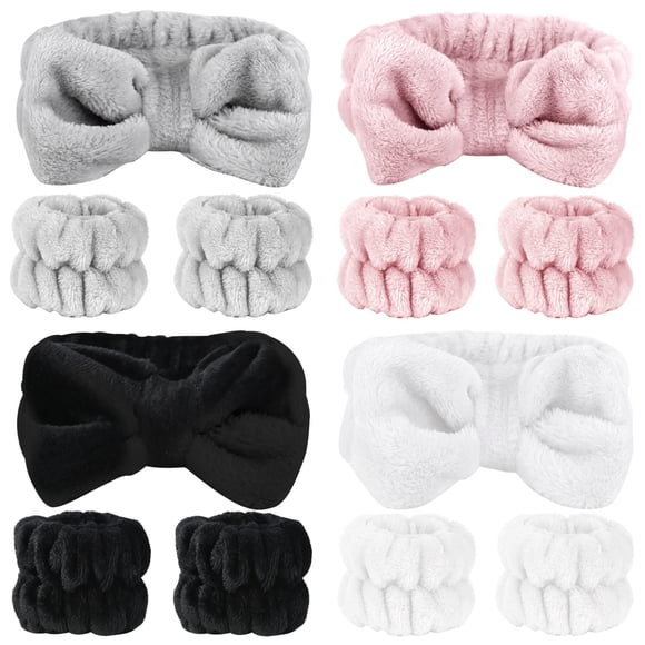 SLNZAPTY Juego de 12 diademas para lavado de cara para mujeres y niñas, de microfibra suave, envolturas para el cabello facial, spa, maquillaje, cuidado de la piel, diademas de baño, muñequeras para l