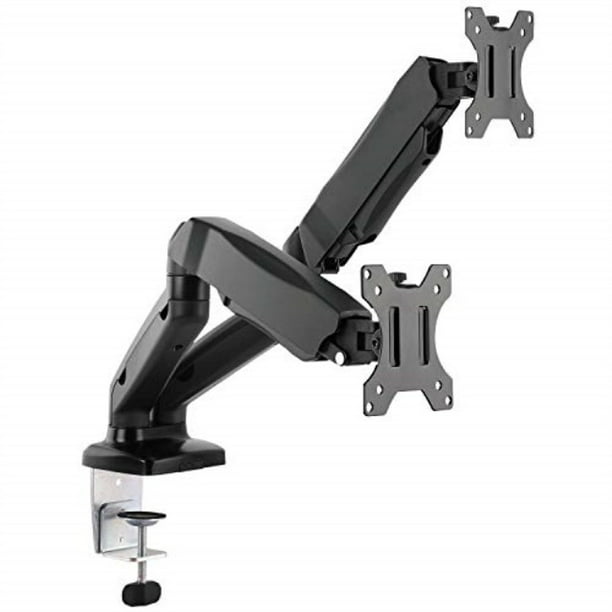 wali dual lcd monitor fully adjustable gas spring desk mount fit 2 screens  vesa up to 27 inch, 14.3 lbs. weight capacity per arm (gsm002), black