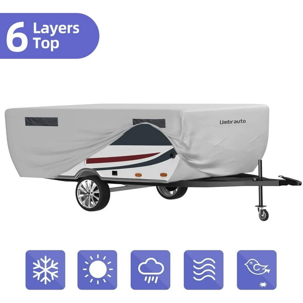 Umbrauto Travel Trailer Cover 2022 Upgraded 6 Layers Top Pop Up Camper