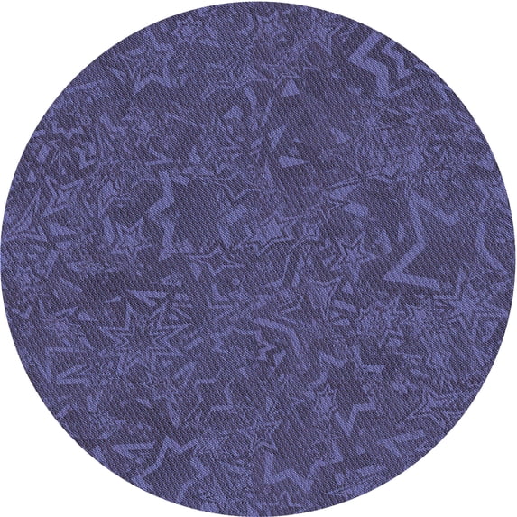 Ahgly Company Machine Washable Indoor Round Transitional Slate Blue Area Rugs, 5' Round