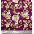 thumbnail image 1 of Soimoi Rayon Fabric Leaves & Magnolia Floral Decor Fabric Printed Yard 42 Inch Wide, 1 of 5