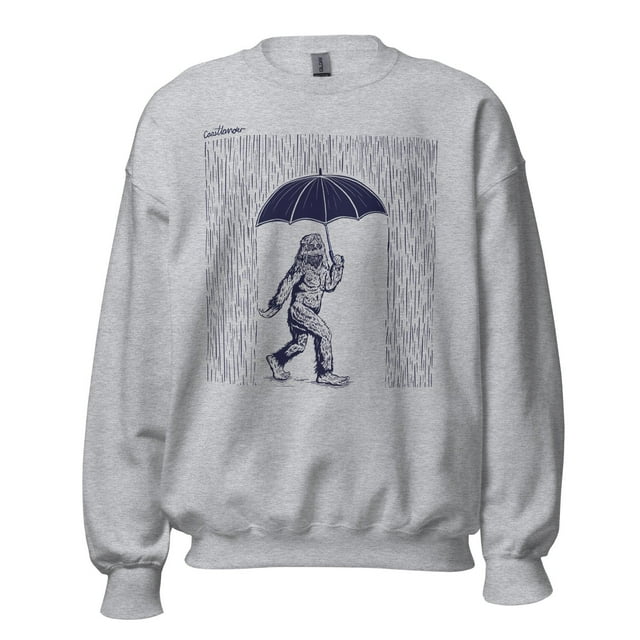 Bigfoot with Umbrella in Rain - Unisex Sweatshirt