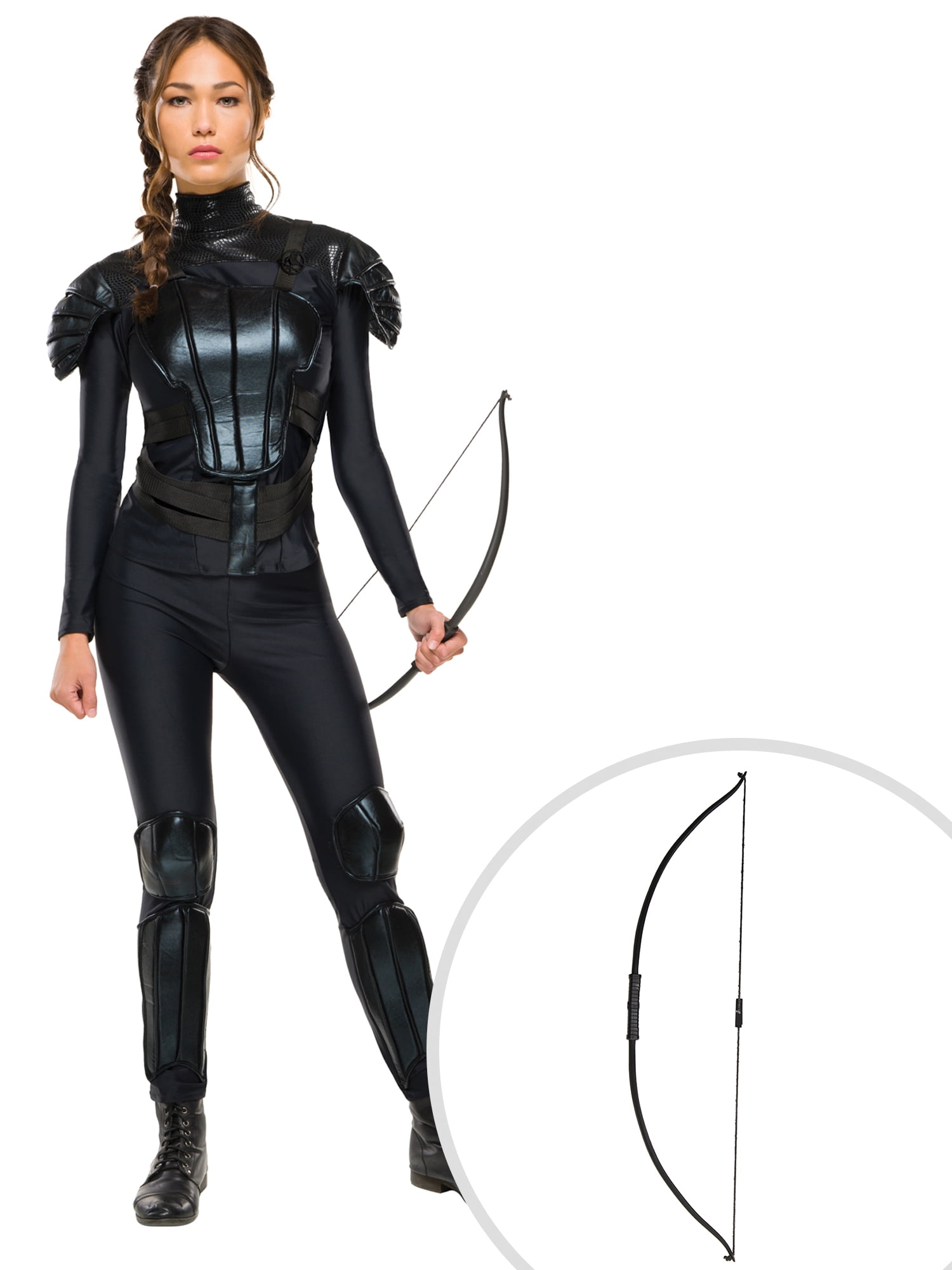 Mockingjay The Hunger Games Katniss Everdeen Adult Costume And The Katniss Everdeen Hunger Games Bow Walmart Com Walmart Com