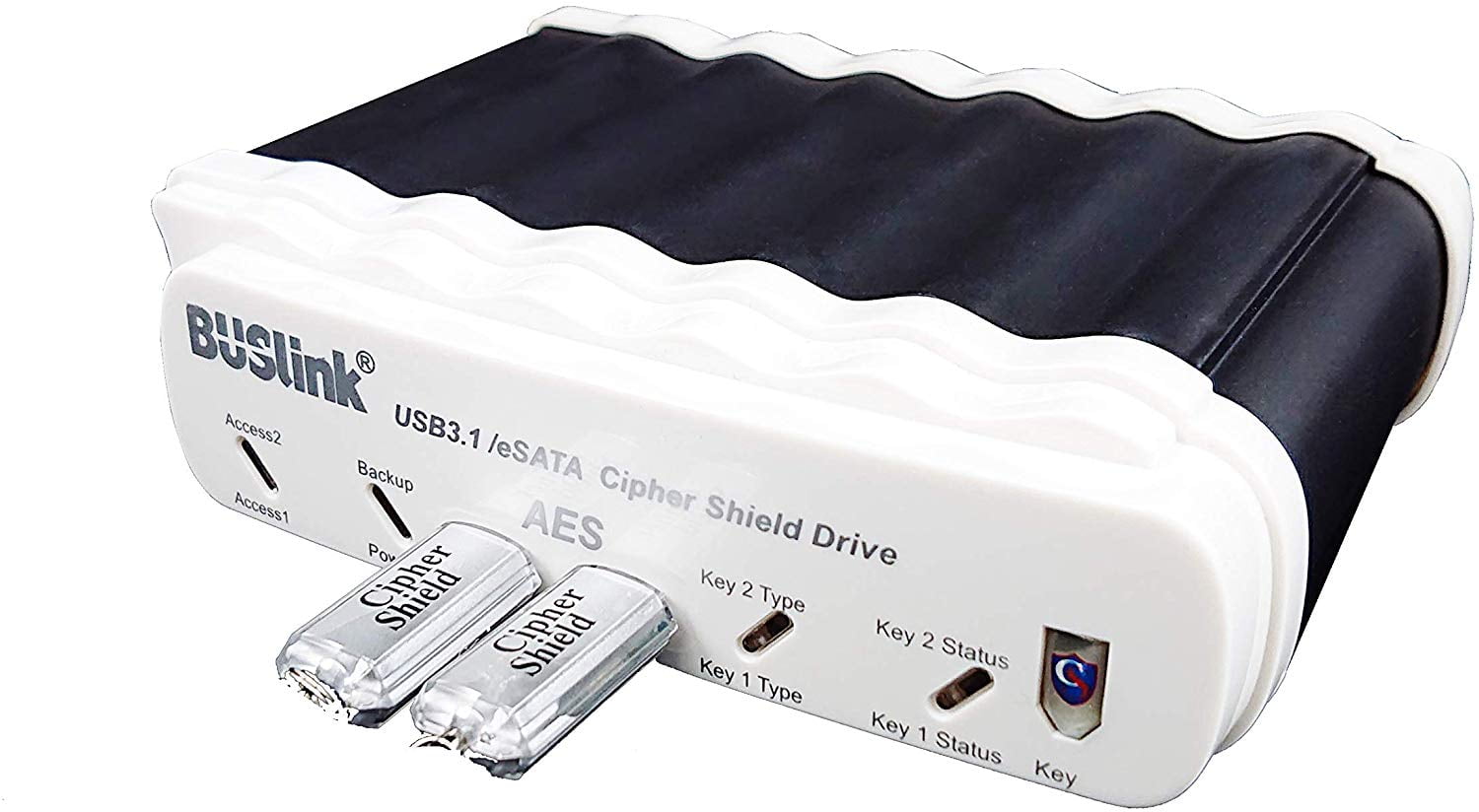 CipherShield Type-C Dual Keys USB-Powered USB 3.1 Gen 2/eSATA FIPS 140-2  Level 2 HIPAA 512-bit AES Hardware Encrypted Portable SSD Drive (2TB)