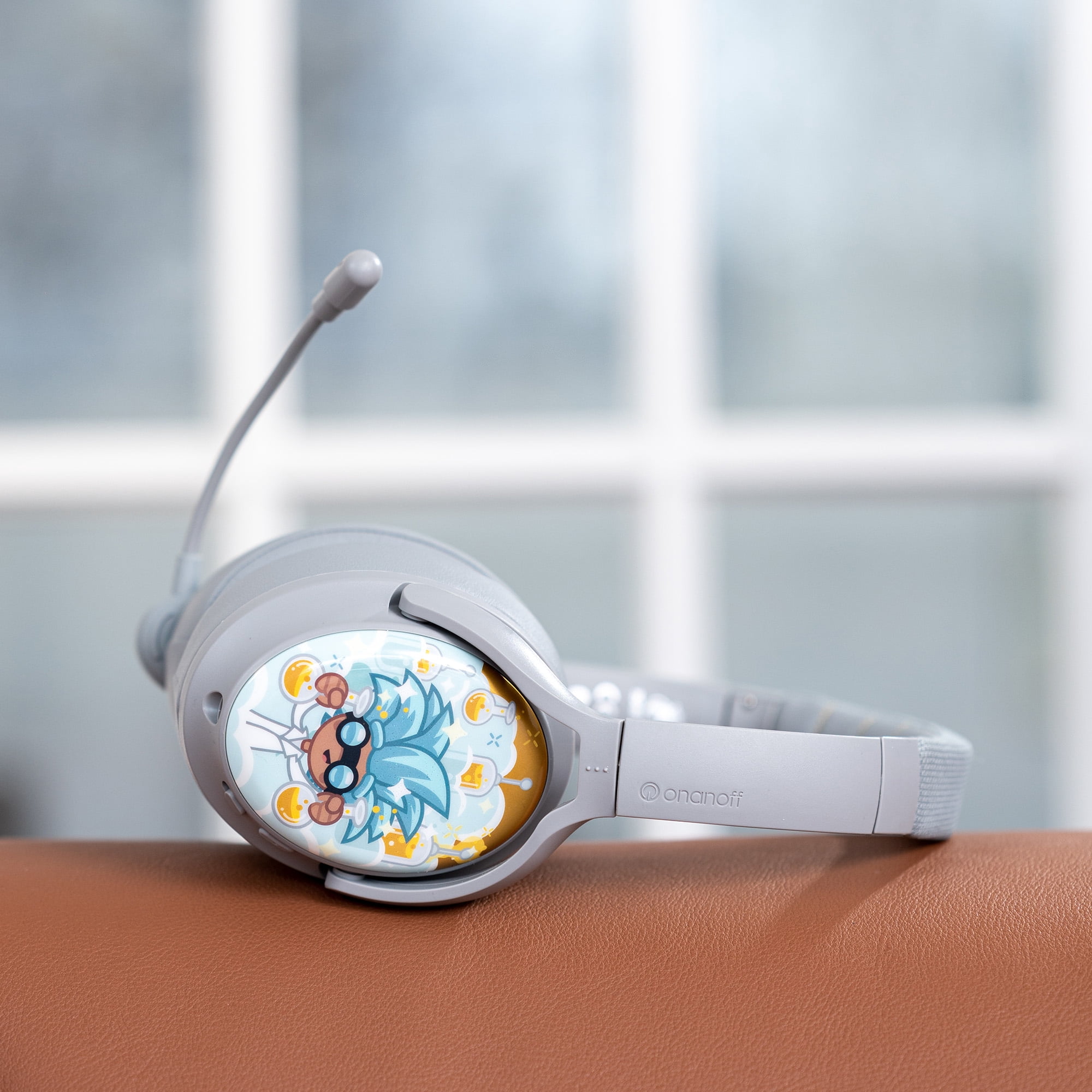 BuddyPhones Cosmos+, Over-Ear Bluetooth Wireless Noise Cancelling Kids Headphones with Detachable Boom Mic, 3 Volume Limiting Settings, Voice Enhance StudyMode, 24-Hrs Battery, Foldable, Grey Matter