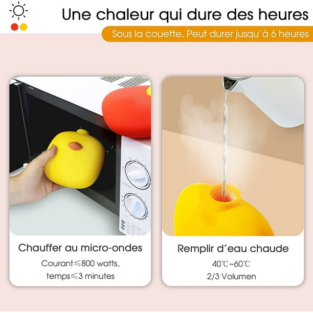 Bouillotte avec housse douce - Four à micro-ondes - Chauffe-mains en  silicone - Mini bouteille de lit - Pour adultes et enfants - Sac chauffant