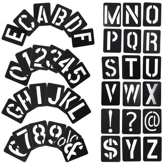 NIAIZEK 1Set Large Alphabet Stencils for Painting Black Plastic Letter Stencils with Clear Patterns