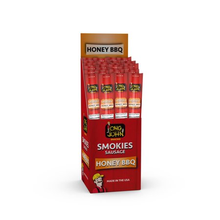 Long John Snacks Honey BBQ Smokies - Pork & Beef Smoked Links Covered in BBQ Seasoning - Gluten-Free, Bold Flavor & Amazing Tang - Individually Wrapped for Mess-Free Snacking -24pack. ALT2