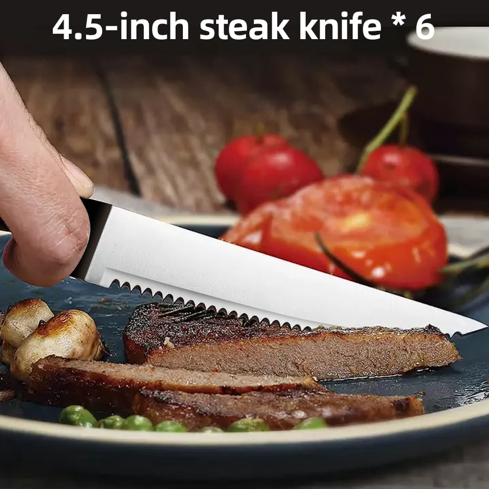Welan 15 Pcs Knife Set with Wooden Block Stainless Steel Knives with Ergonomic Handle