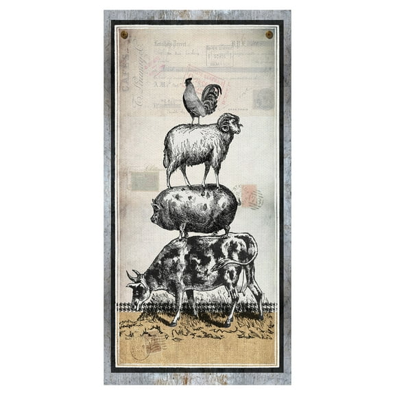 Masterpiece Art Gallery Farm Animals Stacked By Lynnea Washburn Canvas Art Print 24" x 48"