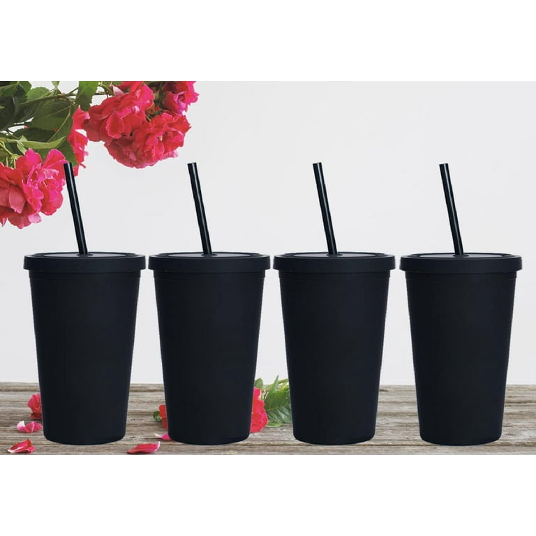 Blank Skinny Tumblers 16oz Colored Pastel Acrylic Matte Plastic Cups in Bulk  With Lids and Straws, Cleaning Brush DIY Customizable lilac 