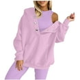 thumbnail image 2 of Crunowin Women's Vest Sweatshirts Suits, Long Sleeve Solid Color Button Oversize Fit Casual Fashion Pullovers 2 Piece Purple XL, 2 of 7