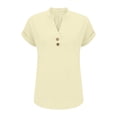 thumbnail image 5 of Women's Classic V-Neck Tee Short Sleeve Soft Everyday Casual Essential Beige L, 5 of 6