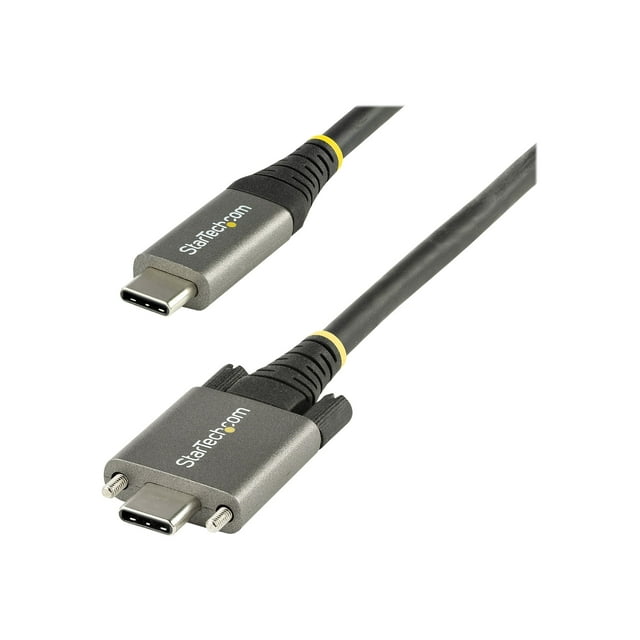StarTech.com 3ft 1m Side Screw Locking USB C Cable 10Gbps, USB 3.1/3.2 Gen 2 Type-C Cable, 100W (5A) Power Delivery Charging, DP Alt Mode, Dual Screw Lock, USB-C to C Cord, Charge/Sync - Thunderbolt 3 Compatible - USB cable - 24 pin USB-C (M) straight/locking to 24 pin USB-C (M) straight - USB 3.2 Gen 2 / DisplayPort 1.4 /Thunderbolt 3 - 3.3 ft - 4K support - black, gray
