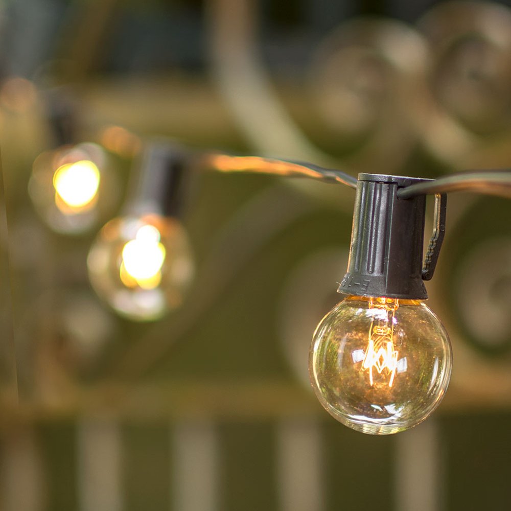 Patio & Bistro Lights Globe String Lights 1.5 in. Bulbs C9 25 ft. Black