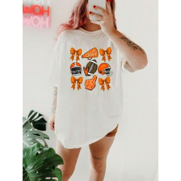 Coquette Game Day Shirt, Game Day Tee, Football Mom Shirt, Orange Spirit T Shirt, Sports Mom Shirt, School Spirit Tee, Cheer Shirt Casual Dressy T Shirts Workout Clothes 100% Cotton, Breathable And C