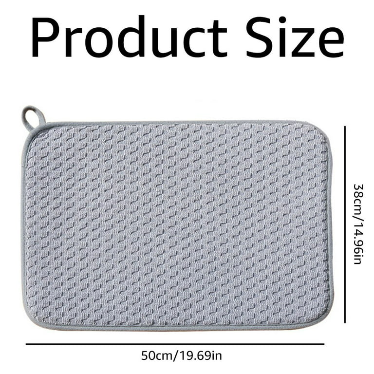 3 Pack Dish Drying Mat,Absorbent Microfiber Dishes Drainer Mats for Kitchen  Counter Large Size 20 X 15 Inch,Dish Drying Pad(Beige/Grey/Blue)