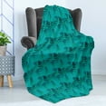 thumbnail image 4 of Forest Soft Flannel Fleece Throw Blanket, Mystery Woodland at Night Trees Foliage Mother Nature Demonstration, Cozy Plush for Indoor and Outdoor Use, 50" x 60", Turquoise and Fern Green, by Ambesonne, 4 of 5
