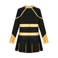 thumbnail image 5 of YEAHDOR Girls Children Cheerleading Outfit Schoolgirl Cheer Team Uniform Dancewear Long Sleeve Shiny Rhinestone Dress Black&Gold 8, 5 of 6