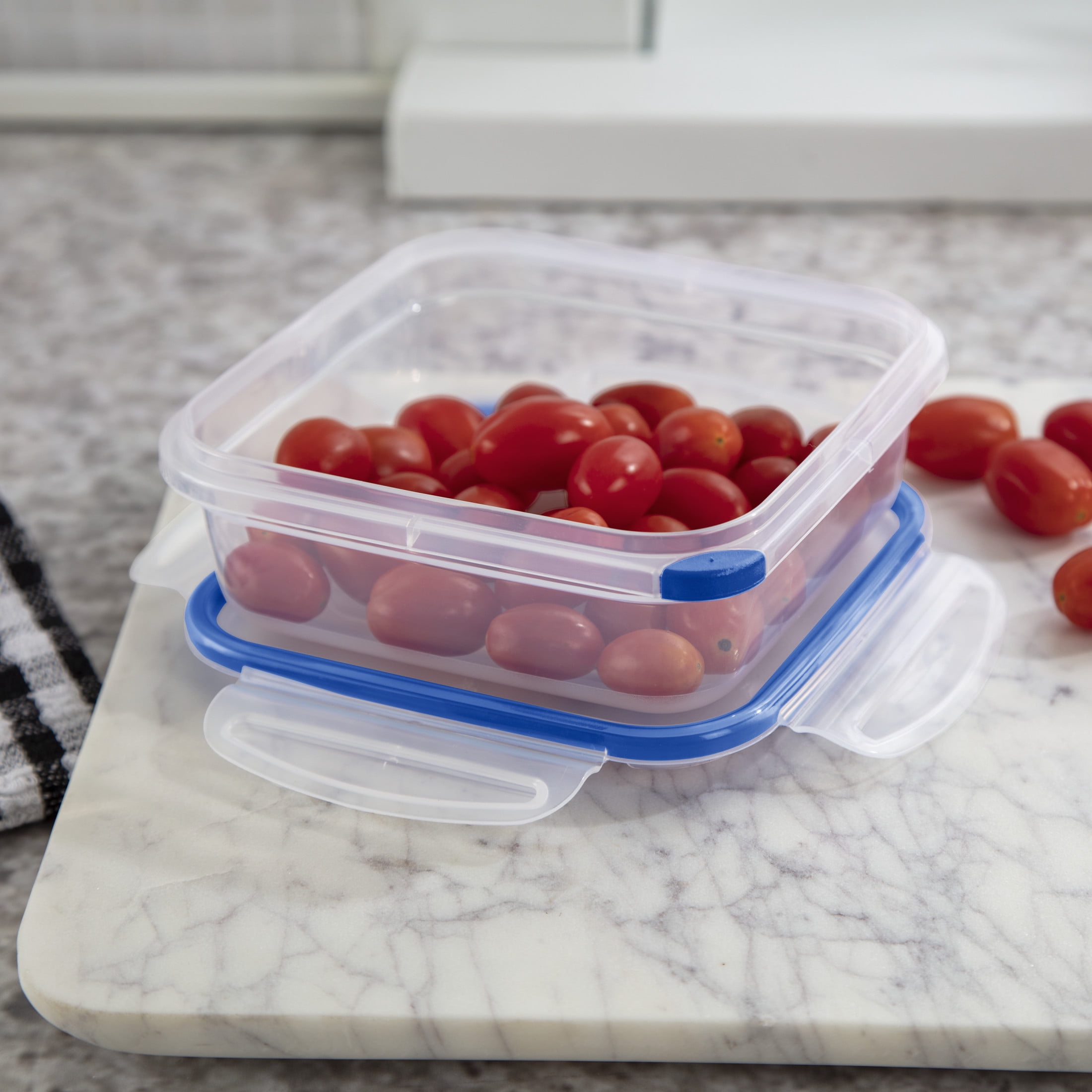 Sterilite Ultra•Seal™ 4.0 Cup Square, Latching Food Storage Container, Airtight Watertight Seal, Blue, 6 Count