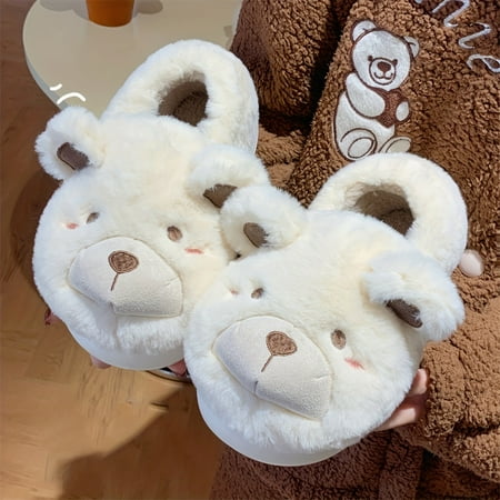 

Ultra-Soft Kawaii Cartoon Fluffy Slippers - Plush Furry Platform Slides with Warm Fleece Lining and Anti-slip Soles - Adorable Novelty Winter Shoes for Cozy Home Wear