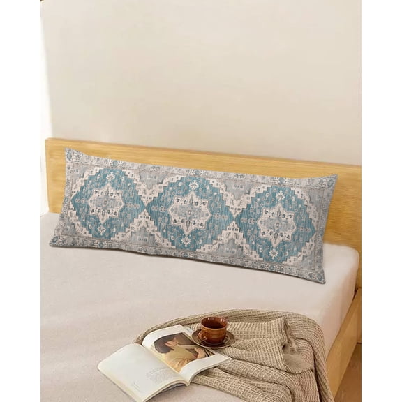 Bohemian Floral Throw Pillow Cover,Ethnic Turkish Tribal Vintage Geometric Rectangle Decorative Pillow Case Protector Soft Cushion Cover Lumbar Pillowcase for Couch Sofa Bedroom Car Decor 20x54 Inch