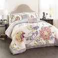 thumbnail image 1 of Lush Decor Aster Comforter Set Coral/Navy 5Pc F/Q, 1 of 4