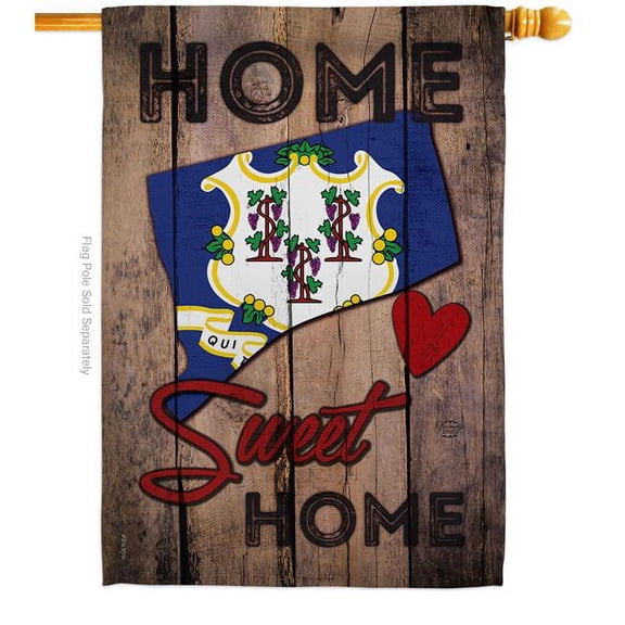Ornament Collection H191157-BO 28 x 40 in. State Connecticut Home Sweet American State Vertical House Flag with Double-Sided Decorative Banner Garden Yard Gift